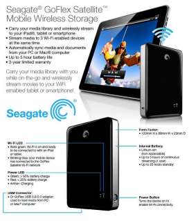 Seagate STBF500101 GoFlex Satellite Mobile Wireless Hard Drive   500GB 