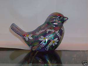 Fenton Handpainted Iridescent Violet Bird  