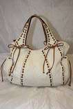 KOOBA MARCELLE LACED GROMMET CANVAS & LEATHER TOTE ~AUTHENTIC~ HANDBAG 