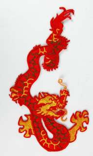 IRON ON DRAGON PATCH Embroidery Applique Red Gift R  