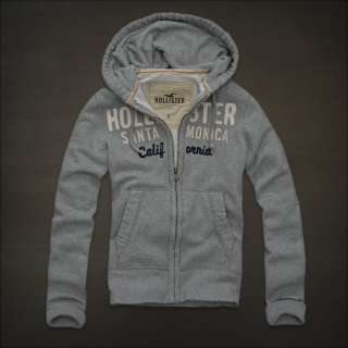 NWT Hollister Mens Muscle Fleece Hoodie L Large Sweatshirt Gray Top 