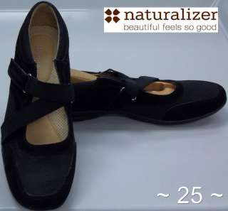 NATURALIZER ~ black poly vented & calf skin suede leather ballet flats 