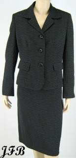 SUIT STUDIO Womens Black/White Jacket Blazer Skirt Suit Sz 16 $200 