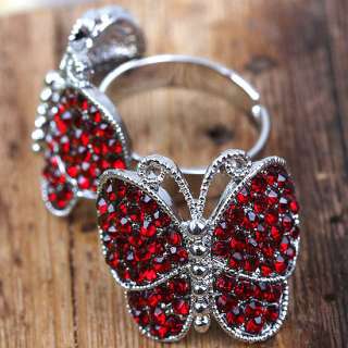Choices Rhinestone Butterfly Adjustable S6.5 Ring 1P  