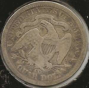 1876 CC FINE U.S. Seated Liberty Quarter Dollar  