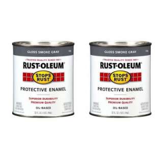 Rust Oleum Stops Rust 32 Oz. Gloss Oil Based Smoke Gray Paint (2 Pack 