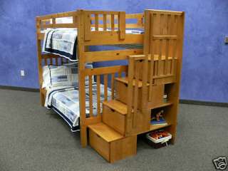 Tall STAIRWAY BUNK BED Honey Finish  