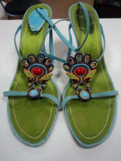 Fabulous Rene Caovilla Colorful Beaded Sandals Sz 39  