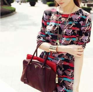   PU Leather Korean Retro Bag Lady Fashion Handbag Dark Red 10 95  