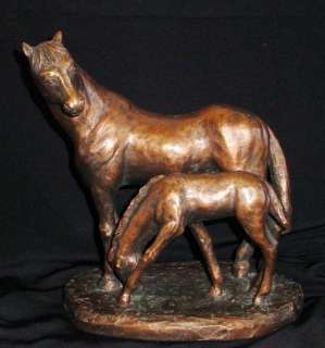 Bronze Finish Austin Productions 1978 Mare & Foal Horse  