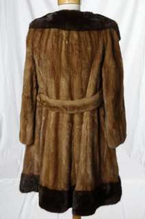   Glamour Mocha Chocolate Brown Swing Real Mink Fur Coat Jacket Large