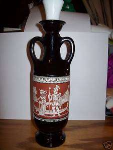 Vintage Black Glass Egyptian Gladiator Wine Decanter  