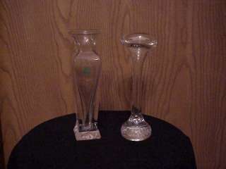 GLASS BUD VASES ONE MARKED MADE IN ITALY NICE  