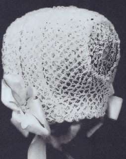 Vintage Crochet PATTERN Antique Baby Hat Cap Bonnet 12  