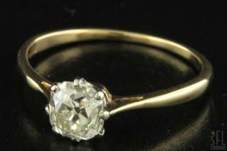 EGL CERTIFIED PLATINUM/18K GOLD .93CT DIAMOND SOLITAIRE WEDDING RING 