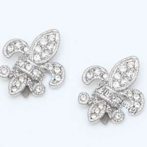 Fleur De Lis Crest Symbol Rhinestone Crystal Earrings VE625  