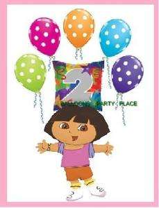 DORA THE EXPLORER 2nd birthday polka dot balloons PARTY  