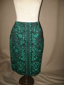 CARLISLE Belize Black and Kelly Green Embroidered Skirt Size 6 NEW 