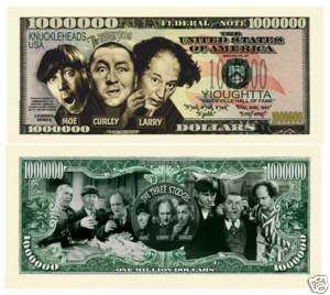 Three Stooges One Million Dollar Bill Moe Larry Curley  