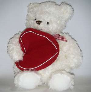 Hallmark White TEDDY BEAR Plush Valentines Day Red Velvet Heart Gift 