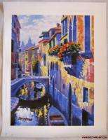 VENICE   ALONG THE CANAL   HOWARD BEHRENS  ARTIST EMBELLISHED CANVAS 