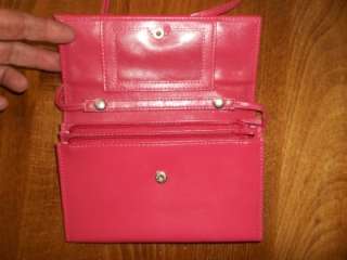Wilsons Leather Clutch Wallet Removable Strap Raspberry  