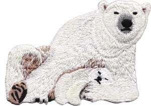 Iron On Embroidered Patch Animals Polar Bear & Cub  