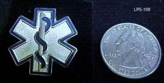 Silver Plate Blue Star of Life EMT EMS Medical Pin 109  