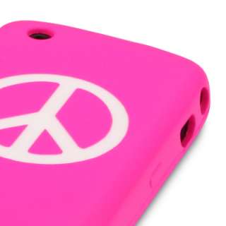 PEACE RUBBER CASE FOR BLACKBERRY 9300 8520 CURVE PINK  