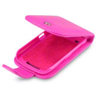 HOT PINK PU LEATHER FLIP CASE FOR BLACKBERRY CURVE 9360  