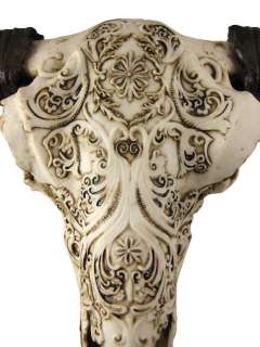 Fancy Carved Replica Buffalo Skull Wall Hanging Bison  