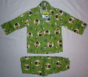 Boys BEN 10 Pyjamas Pajamas PJS Green 4 5 6 7 8 9 10  