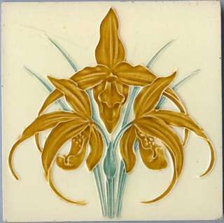 Art Nouveau Majolica tile BOCH FRERES BELGIUM ORCHID  