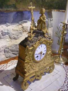   Pendule de cheminée en bronze signée pendulette horloge