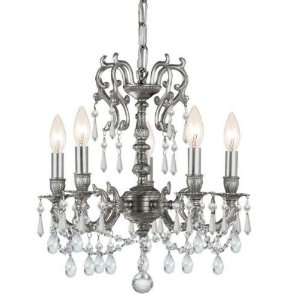 Crystorama 5525 PW GT S Gramercy 5 Light Chandelier in Pewter with Gol