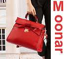 RED Color NEW Elegant Lady Sweet Bowknot Breifcase OL Handbag Purse 
