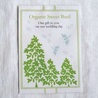 Buy our 5 pack of Organic Sweet Basil seeds as a wedding favour for 