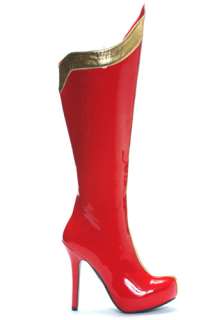 Sexy Red and Gold Superhero Boots   Wonder Woman Costume Accessories