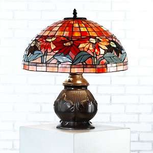 Tiffany Style Poinsettia Round Table Lamp 