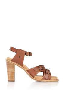   Chloe Shoes  Tan Double Buckle Leather Sandal by See By Chloe Shoes