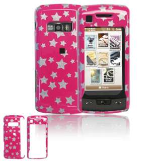 For LG VX11000 EnV Touch Voyager 2 Hot Pink Silver Stars Snap On Hard 