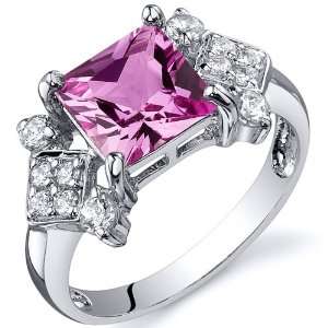 Princess Cut 2.25 carats Pink Sapphire Cubic Zirconia Ring in Sterling 