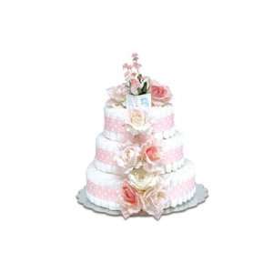    Pink Roses   Polka Dots   Large Baby Shower Diaper Cake Baby