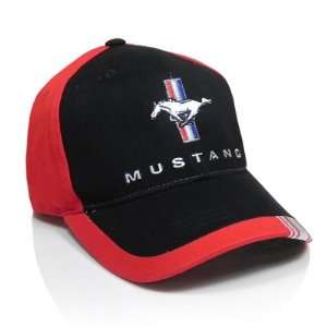   Mustang Black Red Stripe Baseball Hat, Official Licensed Automotive