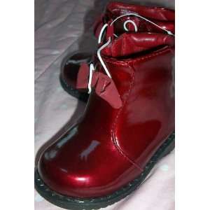   Baby Girl Size 4, Maroon, Patent Shine, Winter Snow Boots, Cute Baby