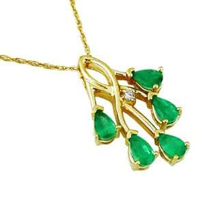    14K Yellow Gold Diamond and Emerald Necklace Grande Jewelry