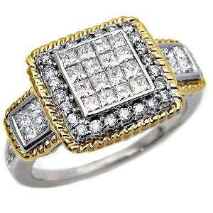   Princess Cut & Round Diamond Ring 14k Two Tone Gold (6.5) Jewelry