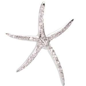  14 Karat White Gold Starfish Pendant .50 Carat Diamonds 