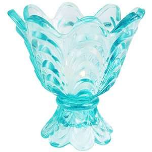  Fenton Art Glass Drapervy Votive, Robins Egg Blue, 4 1/2 