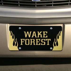   Forest Demon Deacons Black Mirrored Flame License Plate Automotive